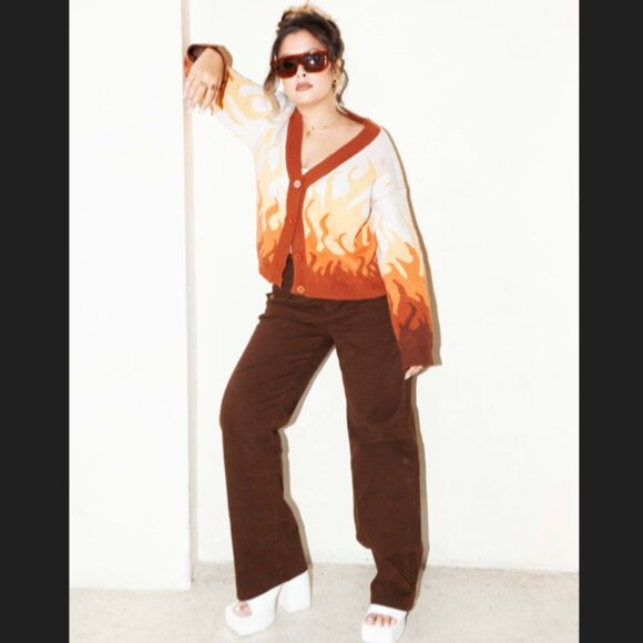 Cider Last Autumn Chocolate Brown High Waist Classic Straight Leg Trousers - Picture 12 of 12